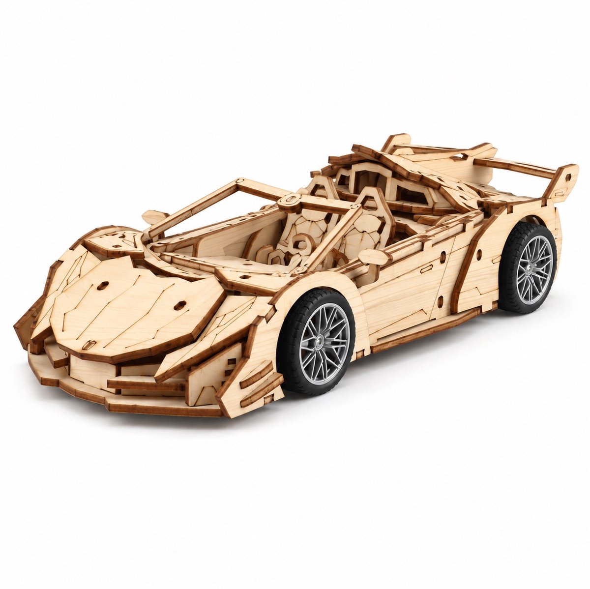 Cabrio Sportwagen 119-delig met pull-back mechanisme Houten DIY Modelbouw