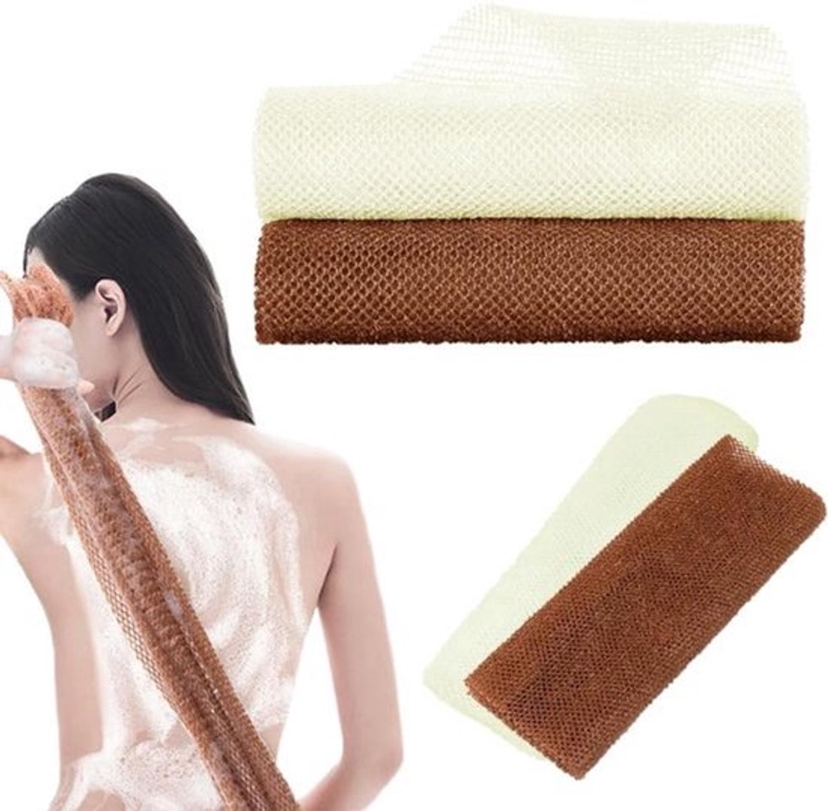 Afrikaans lichaam exfoliërend net - 2 stuks - 80x30cm - Nylon mesh - Voor mannen en vrouwen