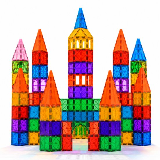 Magna Minds - Magnetic Tiles- Magnetisch Speelgoed – 180 stuks - Constructie speelgoed - Magnetische tegels - Montessori speelgoed - Magnetic toys - Magnetische bouwstenen - Speelgoed Kinderen