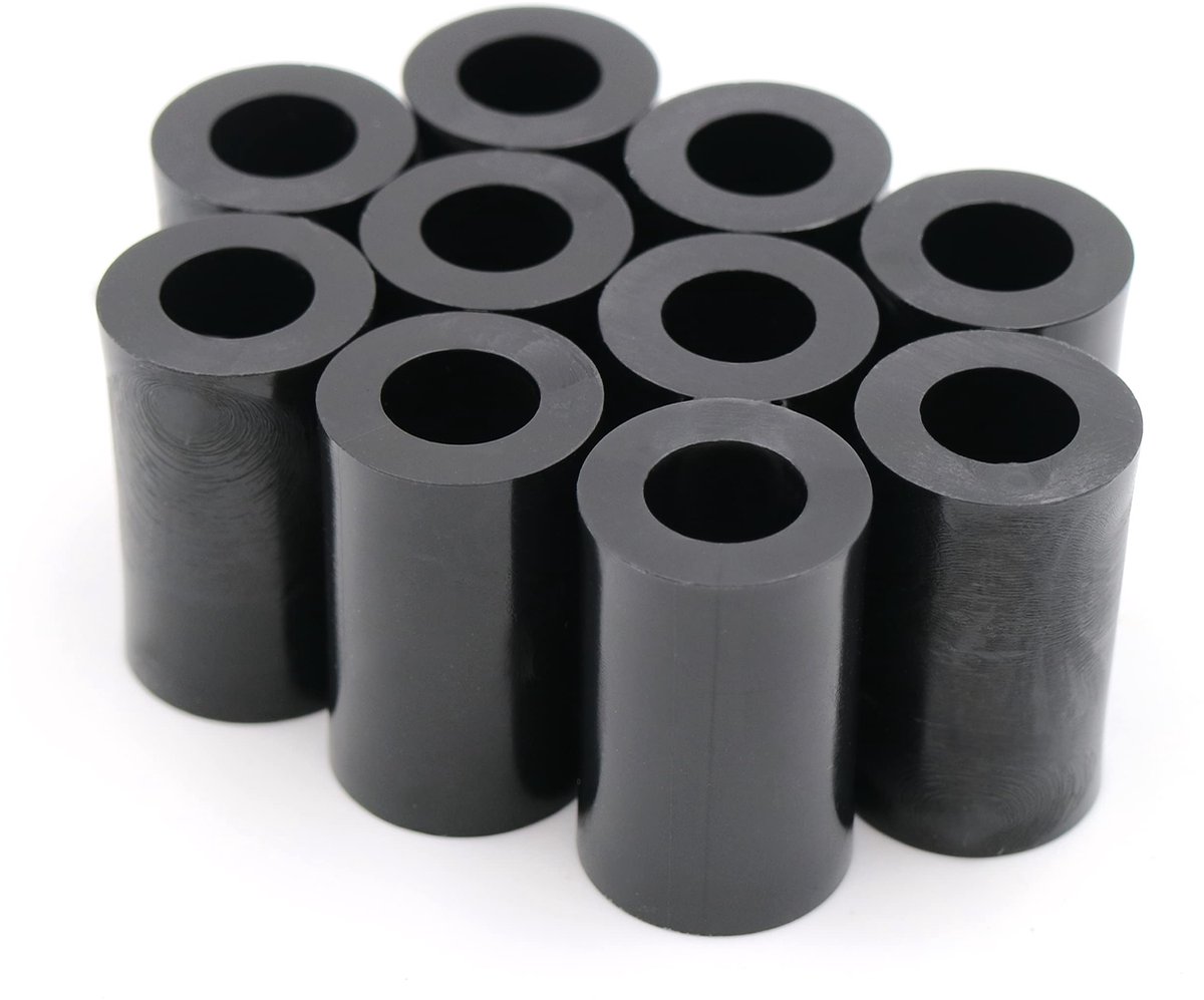 Dailygoods - Afstandshulzen - Sluitringen voor M6 - HD-polyethyleen - Zwart - Ideaal voor afstanden - 10 stuks