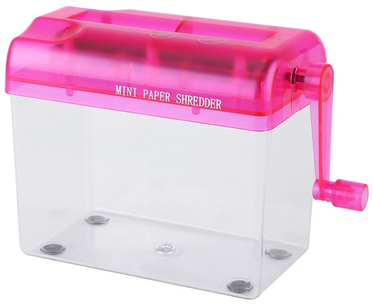 Dailygoods - A6 Shredder - Paper Crusher - Handmatige werking - Roze - Multifunctioneel - Ideaal voor school en kantoor - Compact formaat
