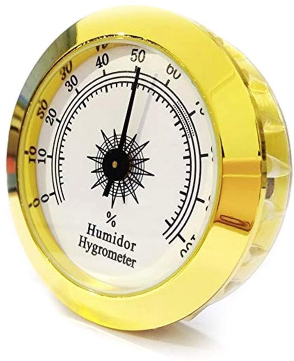 Dailygoods - Hygrometer - Nauwkeurige Cigar Hygrometer - Draagbaar en Duurzaam - Gouden Afwerking - Perfect voor Cigar Box - Ideaal voor Cigar liefheb