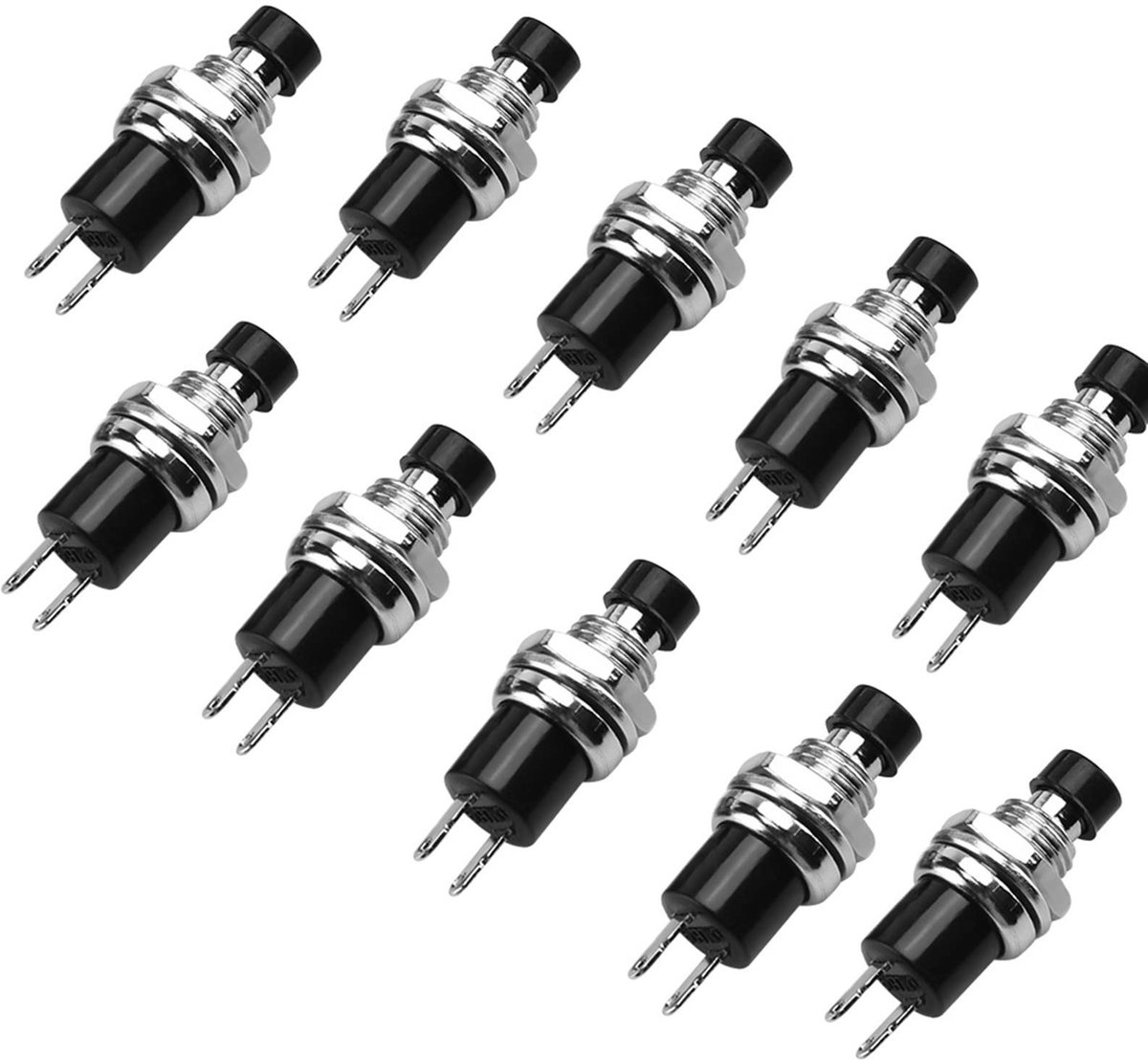 Dailygoods - Mini Momentary Push Button Switch - 10 Stuks - Auto Reset - Zwart - Duurzaam - Betrouwbaar - Elektronische schakelaars - Voor hobbyprojec