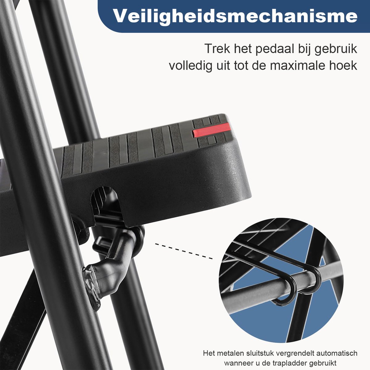 Opvouwbare Huishoudladder 2 Treden – Antislip Metalen Trapladder – Compact, Lichtgewicht en Stevig – foto 2