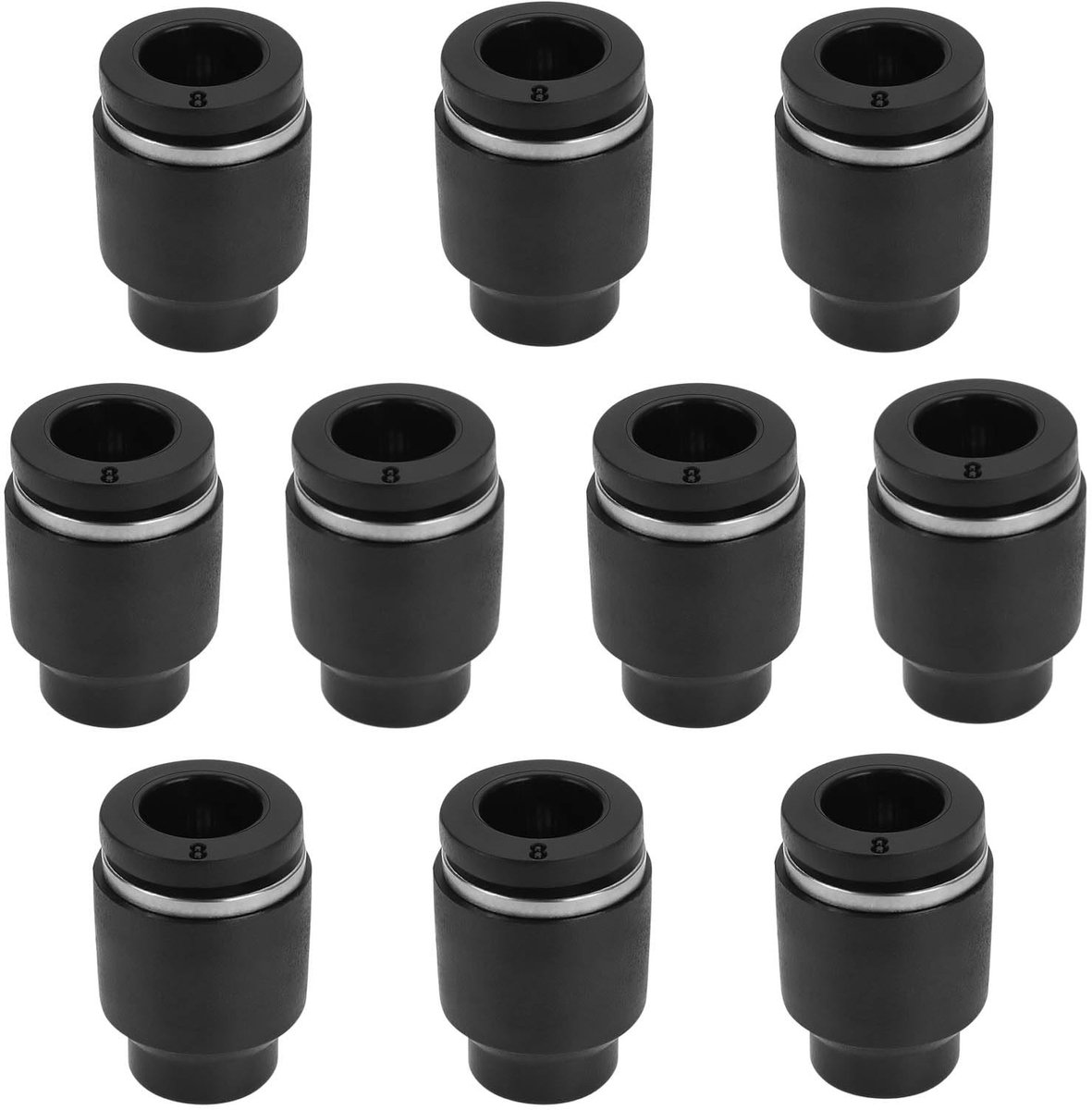 Dailygoods - Pneumatische Aansluitdoppen - Snel Verbinden - Zwart - 8mm - Lucht Gereedschap Accessoires - Geschikt voor Buizen - 10 Stuks