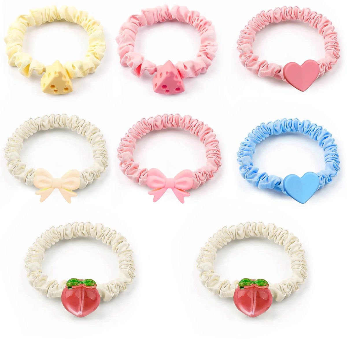 Dailygoods - 8 stuks haarelastiekjes - scrunchies - zacht en elastisch - groot formaat - satijn - herbruikbaar - geschikt voor dames en meisjes