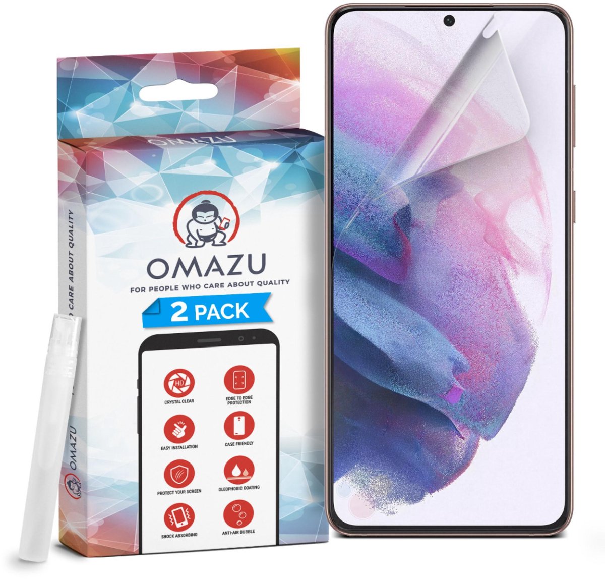 OMAZU 3D Flex TPU Screenprotector. Geschikt voor Samsung Galaxy S26 - 2 Pack (100% vingerafdruk scanner compatible) met kras herstellende coating, Edge to Edge bescherming, Sumo sterke Folie