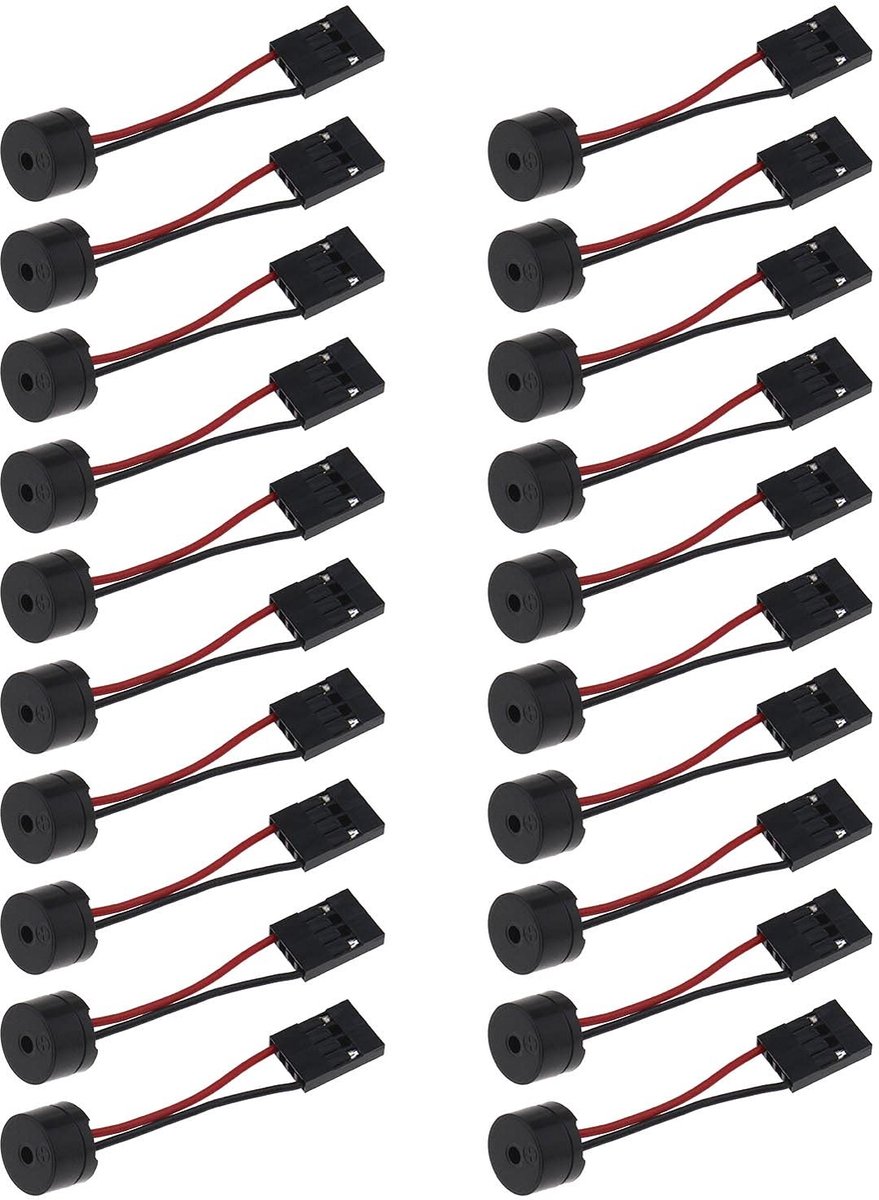 Dailygoods - 20 x Bip-code Interne Luidspreker - 4-pins Connector - Zwart en Rood - Computer Buzzer - Geschikt voor Desktop PC - 20 stuks
