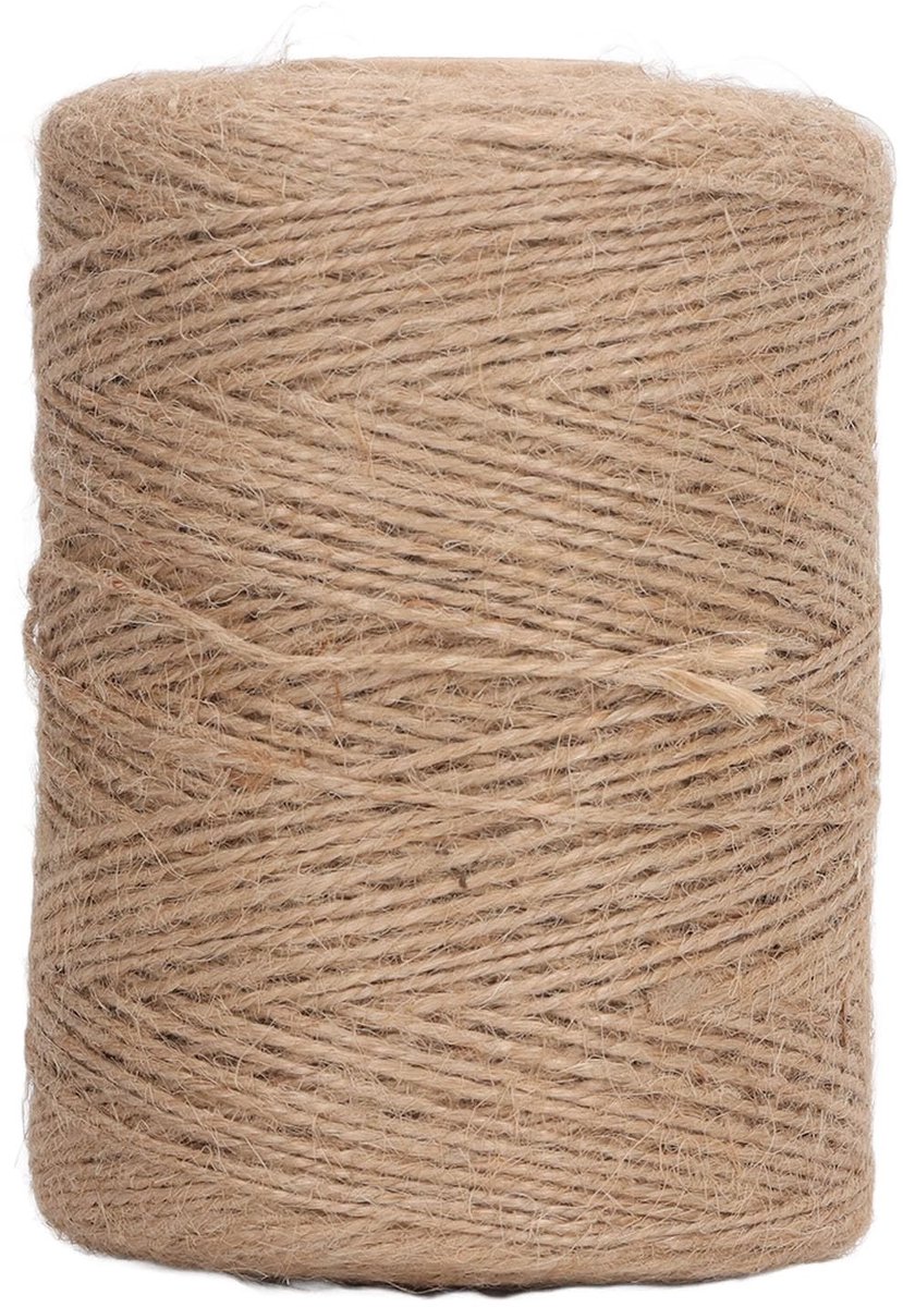 Dailygoods - Jute Touw - Tuinieren - 300 Meter - Lichtbruin - Hennep Touw - Ideaal voor Ambachten en Tuinprojecten - 2 mm