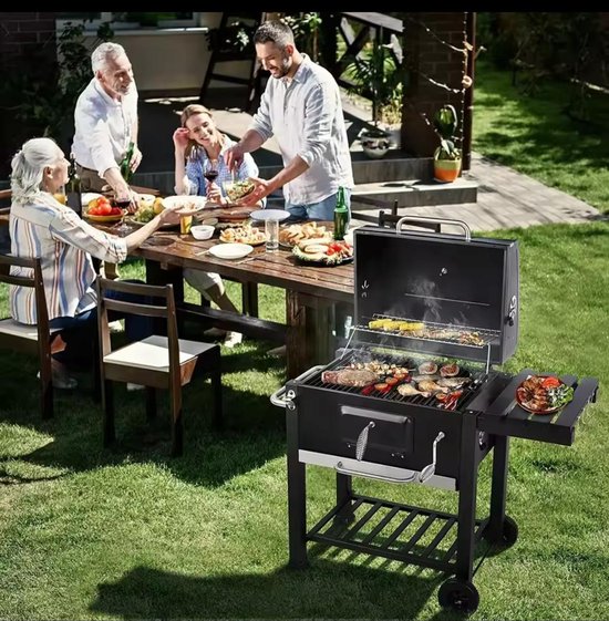 Houtskoolgrill met opvouwbare bijzettafel - BBQ-grill - buitenpicknicks - achtertuingrillen van Merkloos — afbeelding 2
