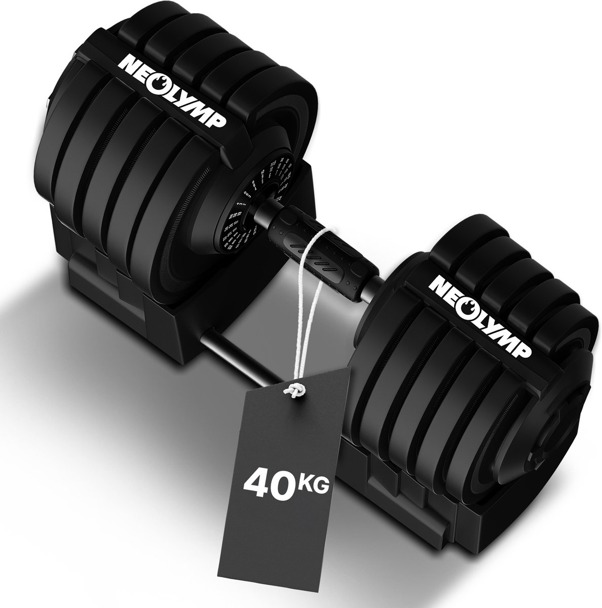 NEOLYMP Verstelbare Dumbbell 40kg – 12 Gewichtsniveaus met Draaigreep – Dumbbell