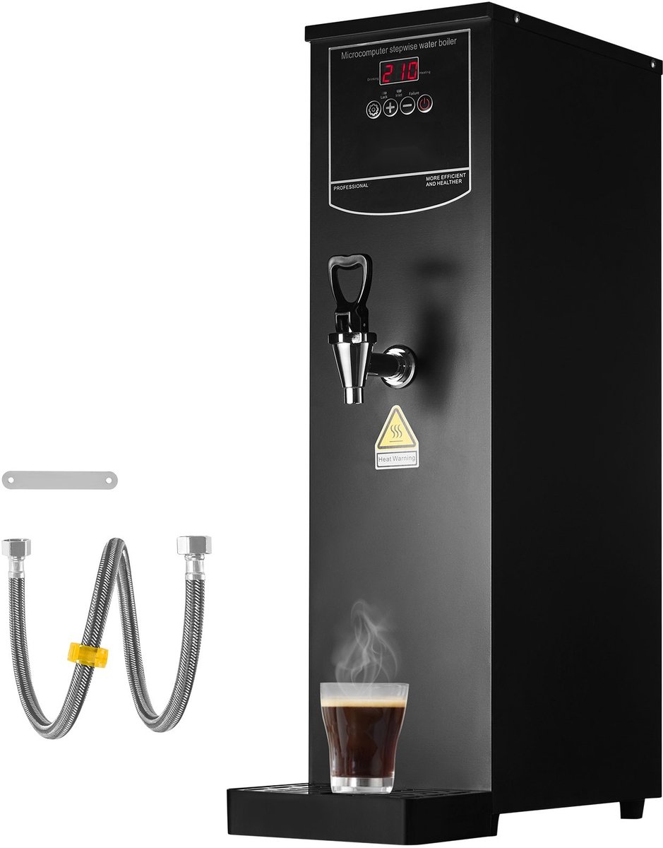 Heetwaterdispenser - Commerciële Elektrische Waterkoker/Boiler 20 L - 1,5 kW Vermogen - 50 L/uur Uitgifte - 316 RVS Verwarmingselement - Traploze Temperatuurregeling