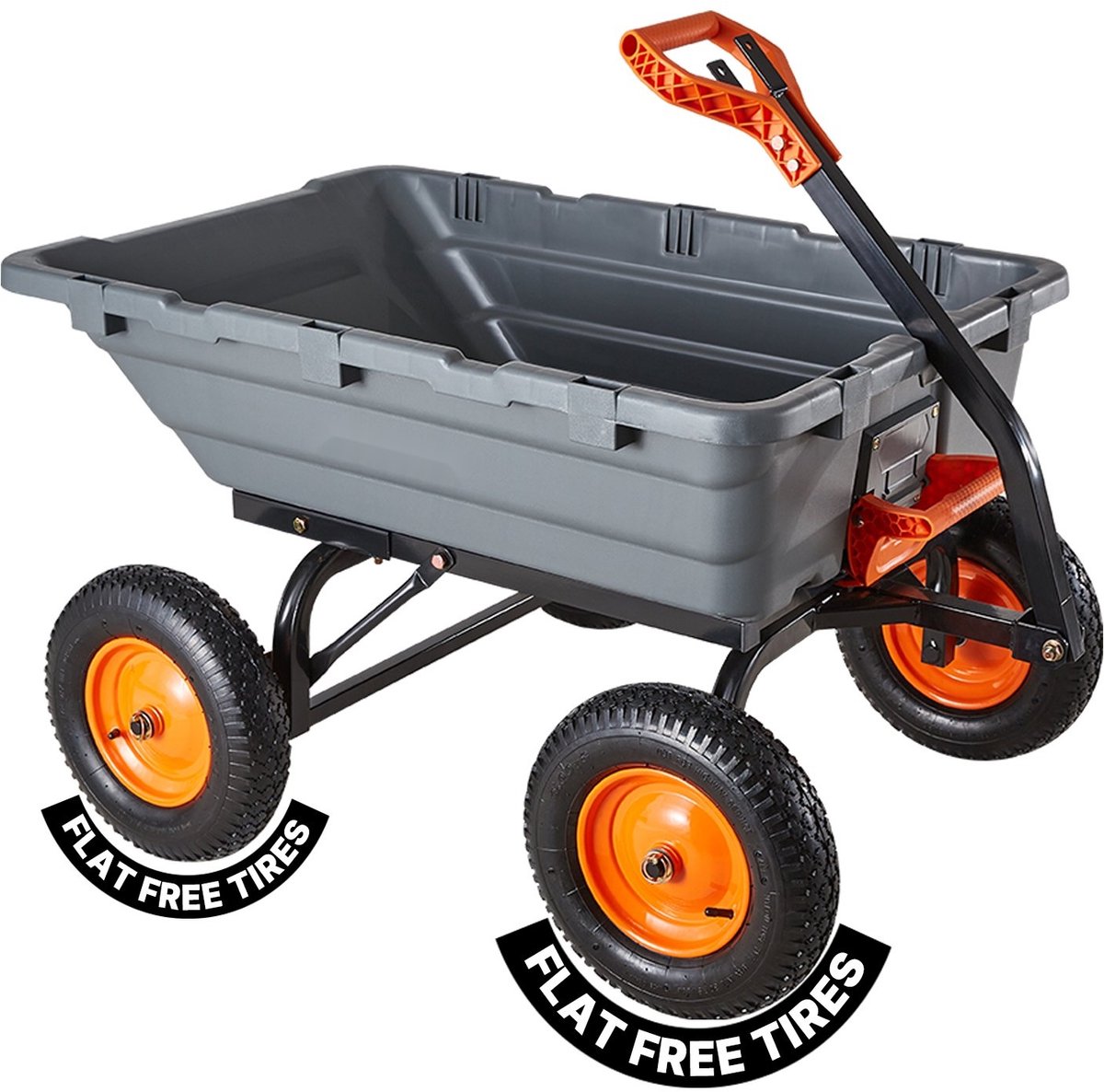 Tuinwagen - Kiepwagen en Transportkar - 680 kg Draagvermogen - Kiepfunctie - Verstelbare Handgreep - Gelagerde Wielen - Voor Grond, Planten en Oogst