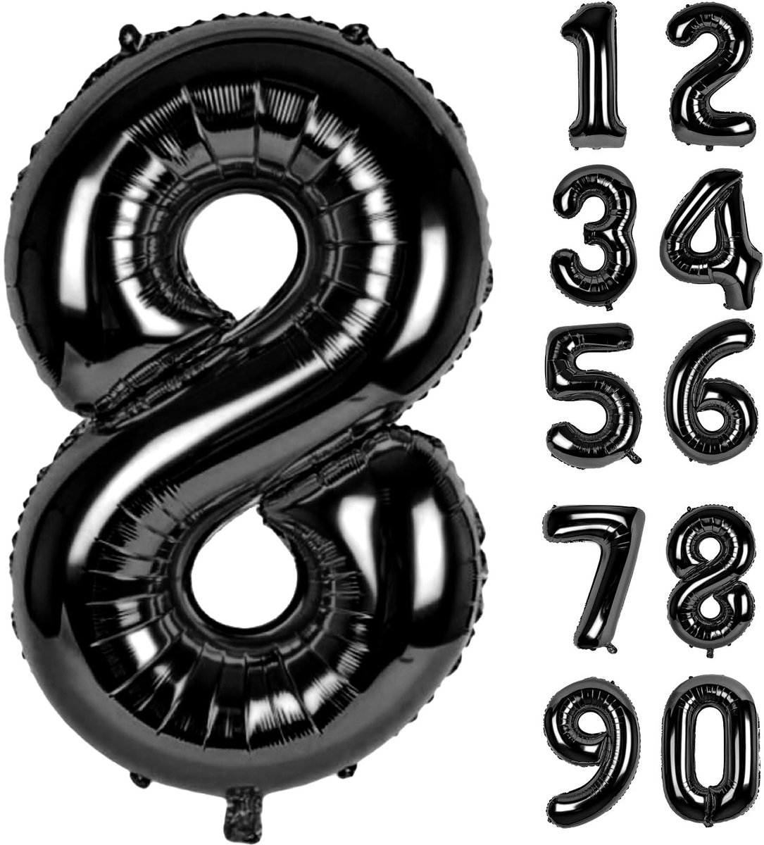 By shayne - Ballonnummers 8 Folie Ballon - XXL Gigantisch Nummer Heliumballon - Zwart - Verjaardagsdecoratie - Geschikt voor Meisjes en Jongens - 83cm