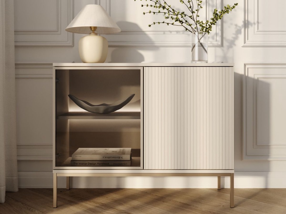 GrainGold – Dressoir Deo – Beige - Met Deuren - Moderne Opbergruimte - 104 cm