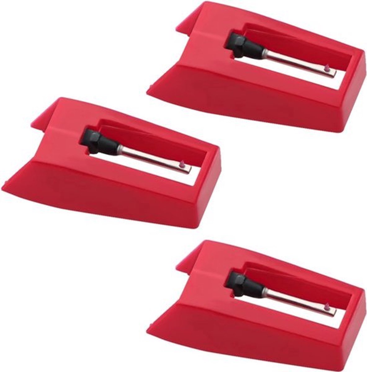 Platenspelernaalden met robijnrode puntige schijf - set van 3 stuks