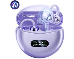 M79 - Open Ear Oortjes - Oortjes Draadloos - Sport Oordopjes - AI vertaalfunctie - 5.4 Bluetooth - Clip On - 16 uur - Spatwaterdicht - IPX5 - Oorclips - Voor sport en kantoor - Paars