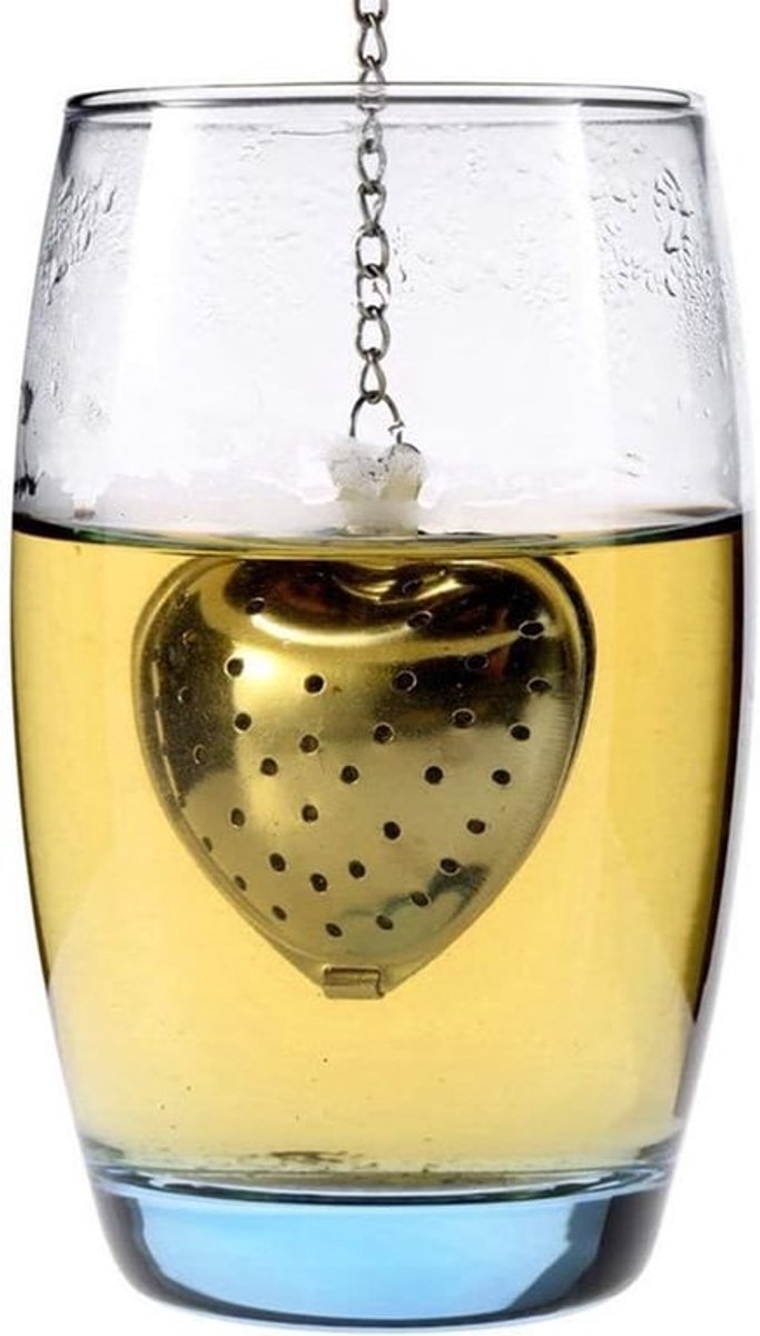 Set van 2 roestvrijstalen hartvormige theeballetjes met fijne 1,5 inch mesh en touwketting, herbruikbare theezeefjes voor het eenvoudig zetten van losse thee
