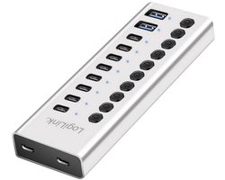LogiLink UA0448 UA0448 USB-hub 8 + 2 poorten USB-A, USB-C USB 3.2 Gen1 5 GBit/s Aluminium