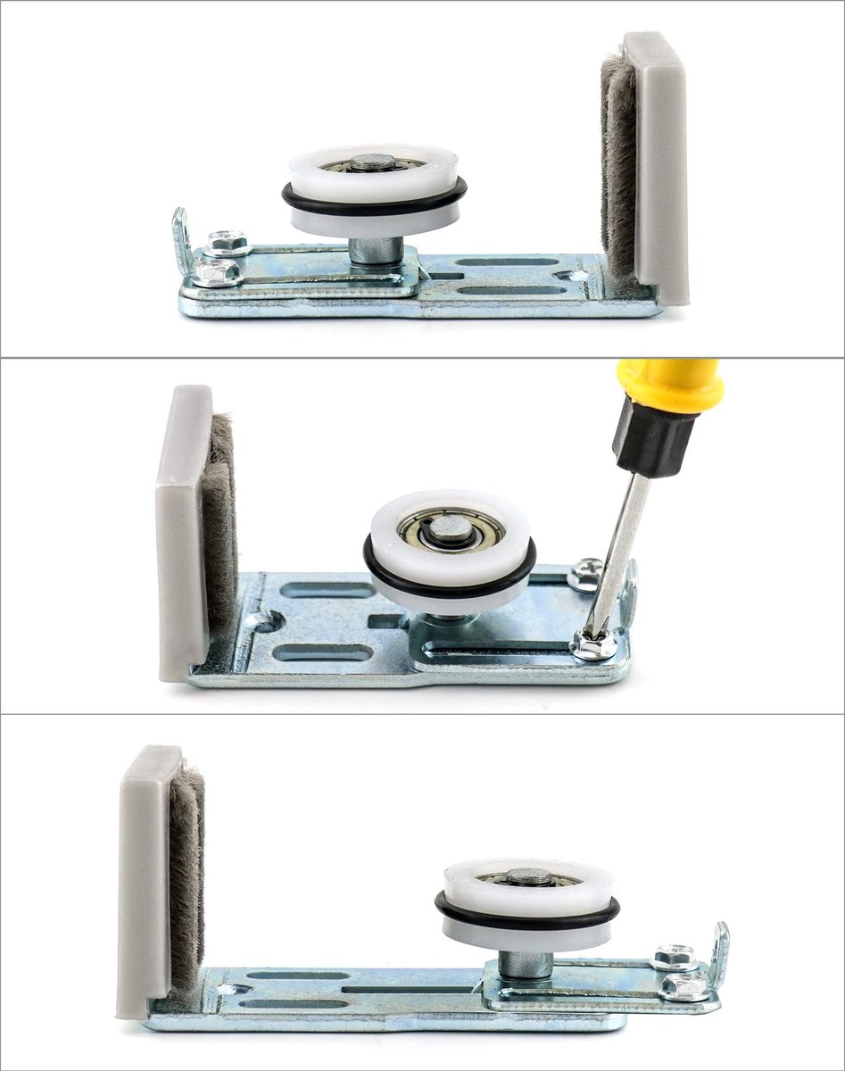 Elzusha - Vloergeleiding voor Schuifdeur - Krasvaste Wieltjes - Duurzaam Roestvrij Staal - Zilver - Ondersteuning voor Schuifdeuren - Geschikt voor...