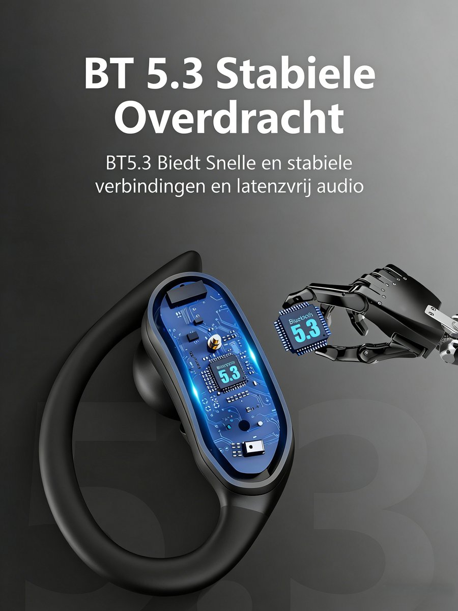 Bluetooth 5.3 sportoordopjes - 48 uur lang meeslepende bas in-ear hoofdtelefoon - met HD-microfoon - IP7 waterdichte draadloze oortelefoon - 500 mAh oplaadcase met hoge capaciteit - LED-display - ENC ruisonderdrukkende oordopjes voor hardlopers — cadeau in Elektronica - foto 6