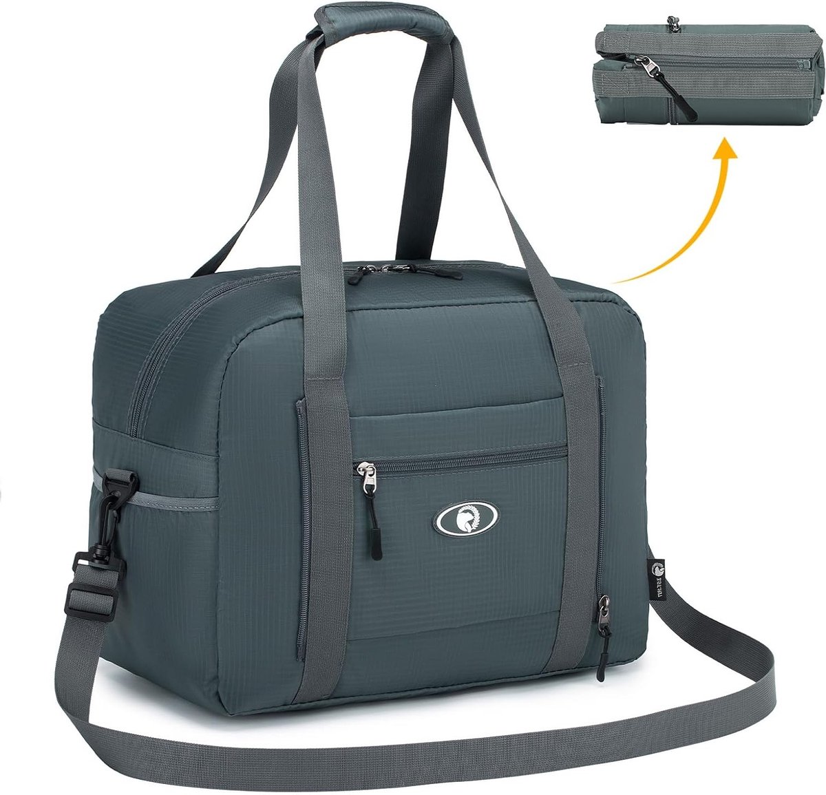 Draagbare reistas voor weekendje weg, handbagage voor Wizzair 40x30x20, 25L, waterdicht nylon schoudertas, ideaal voor sport en ziekenhuisgebruik, grijs