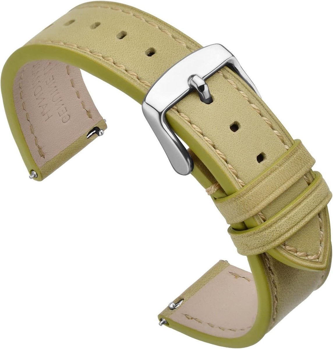 Leren Horlogeband met Snelle Bevestiging, Vervangende Armband 17-22 mm, RVS Sluiting, Groen Classic