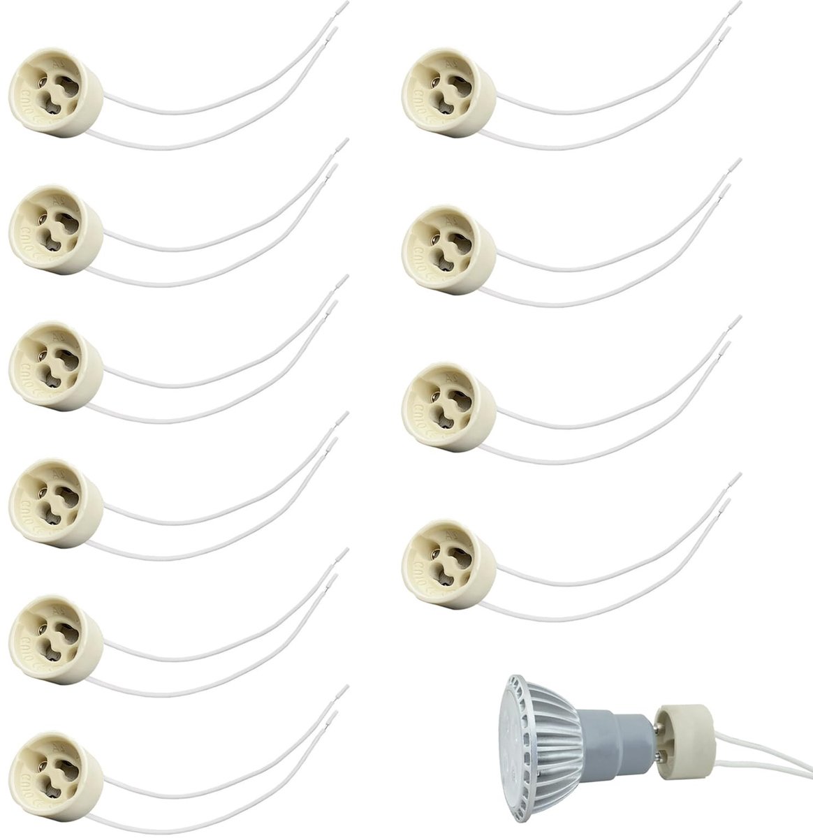 Dailygoods - GU10 lamphouder - keramiek - hittebestendig - 10 stuks - veilig en duurzaam - geschikt voor LED en halogeenlampen - 230 V