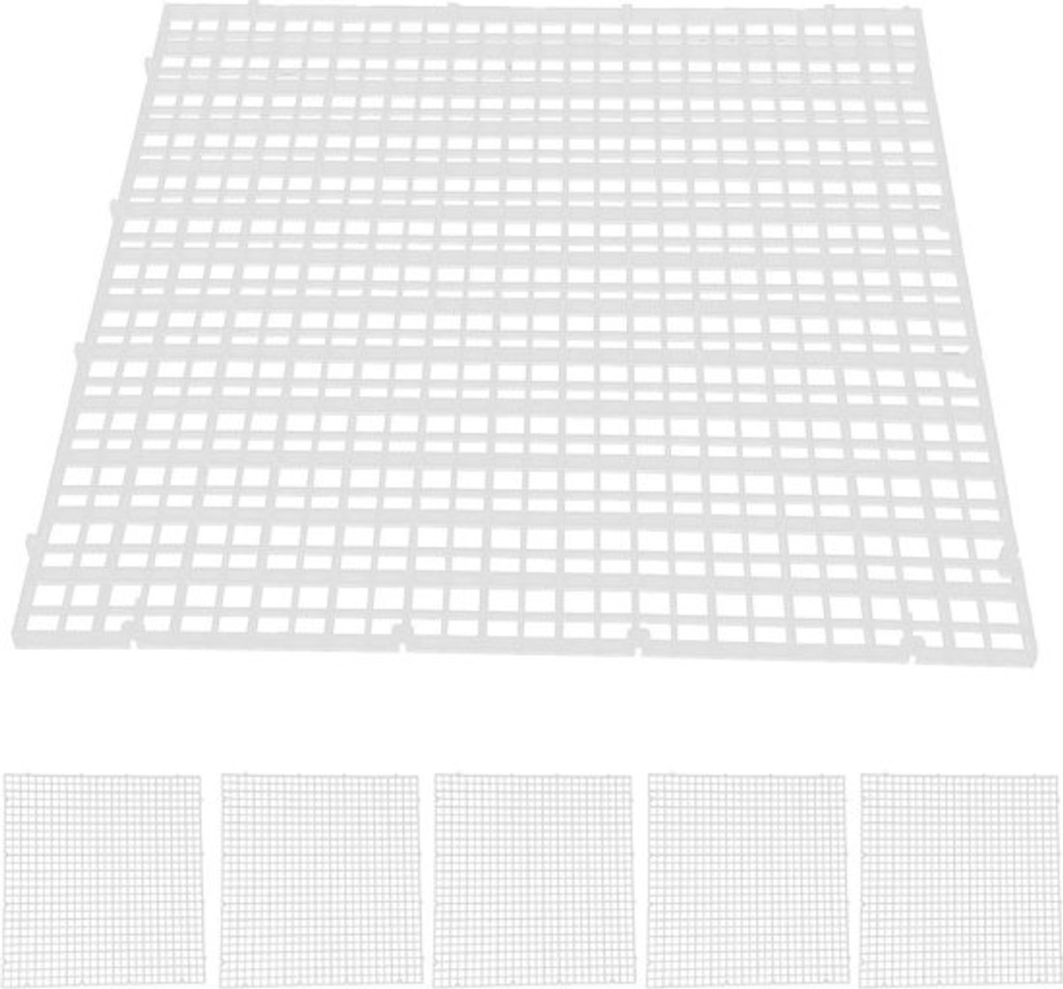 6 stuks Aquarium Fish Tank Isolatie Bodem Filter Rooster Plaat Verdelers Krat Snijden Splicing, plastic 834g 30x30 cm/11.8x11.8in (Wit)