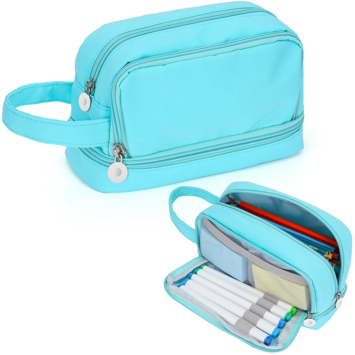 Dailygoods - Etui met Grote Capaciteit - Draagbare Pennenzak - Perfect voor School en Kantoor - Waterafstotend Canvas - Organizer voor Jongens en Meis