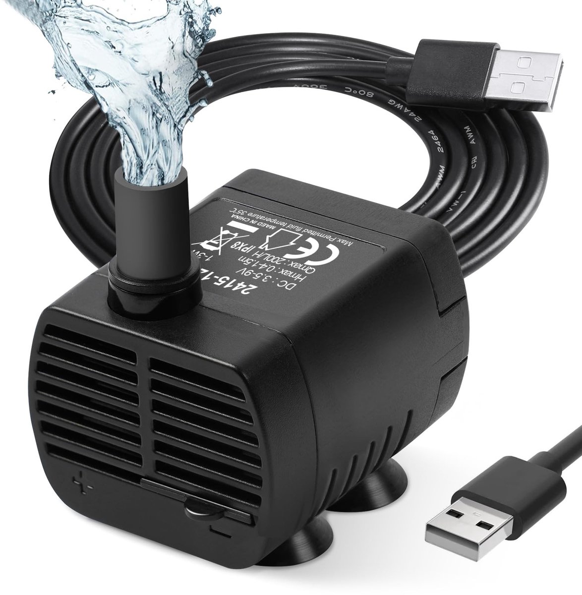 Dailygoods - Waterpomp - Submersible - Ideaal voor Aquarium - Compact formaat - Fontein - 200L/H - Geschikt voor Tuin - Zwart