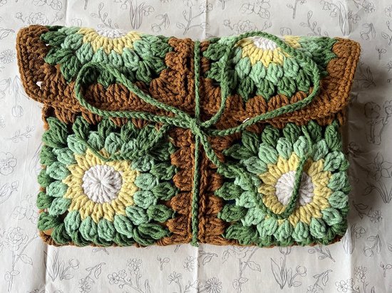 Gehaakte Boekcover - Bruin/Groen/Wit — afbeelding 3