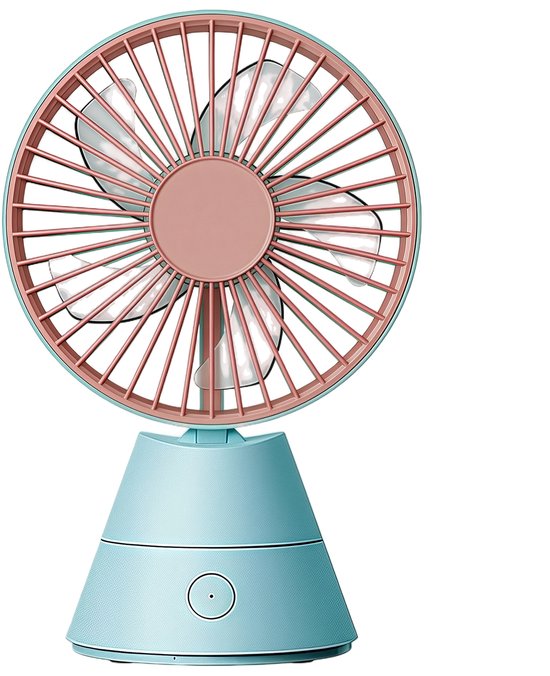 Draagbare tafelventilator met automatische oscillatie, stille USB ventilator 3 snelheden, 8-12 uur batterijduur