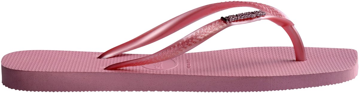 Metalen teenslippers met slank vierkant logo