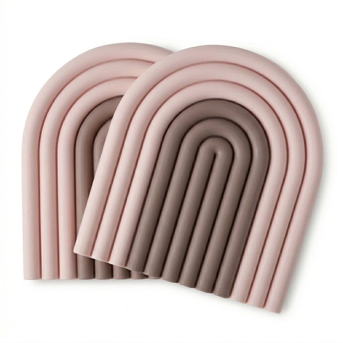 COZELLA® WAVE Onderzetter Set – 2 Stuks Siliconen Placemat - Hittebestendig - Roze/Mokka