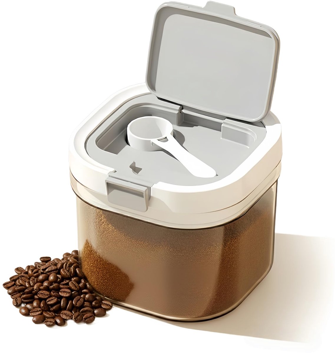 carmdering - Koffiecontainer - Suikercontainer - Luchtdichte Voorraadbus - 800 ml, ingebouwde maatlepel, luchtdicht en stapelbaar - Houdt droge ingredinten vers - BPA-vrij, vaatwasmachinebestendig - Perfect voor keuken en voorraadkast