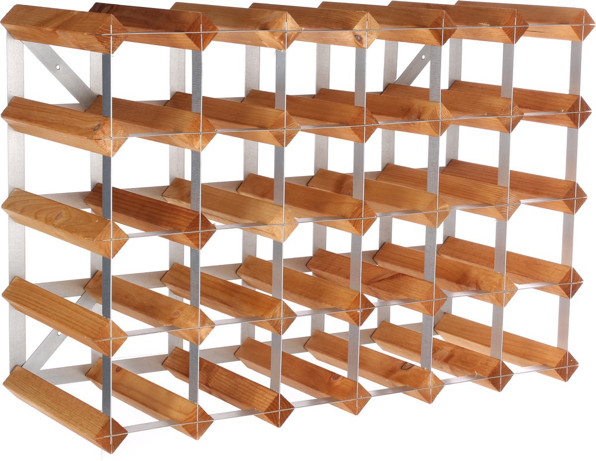 Traditional Wine Rack Co. wijnrek voor 30 flessen lichte eik 61.2x22.8x42cm