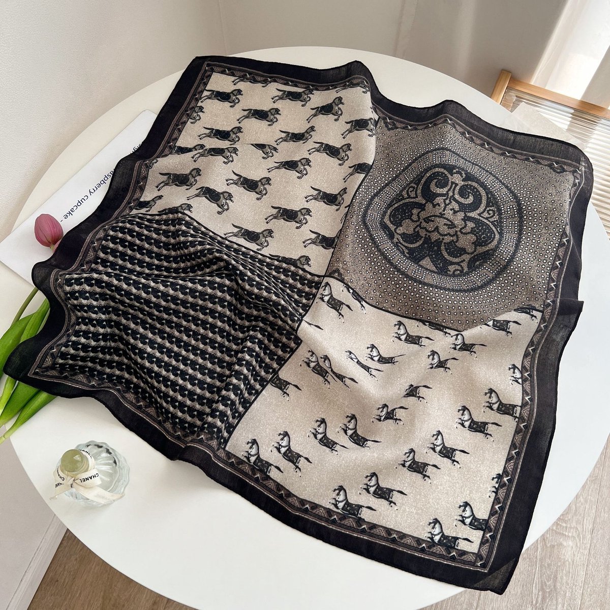 Zijden sjaal-stijl zijden sjaal voor dames - Kleurblokkenprint - Fris en delicaat - Decoratieve shawl over shirts-SJ0211 Benut je gevoel voor mode optimaal!