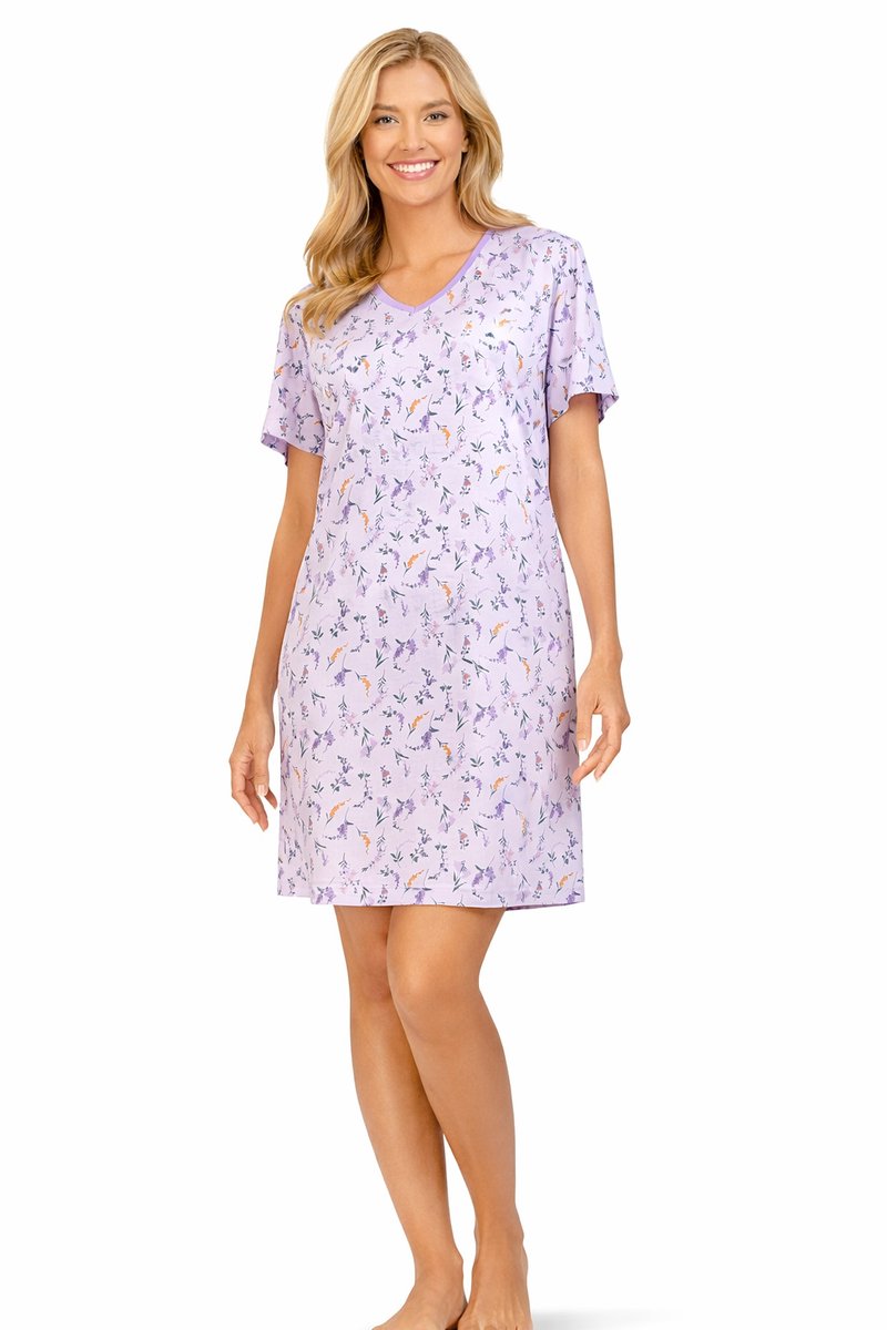 Comtessa Dames nachthemd - mauve - bloemen - katoen - zomer - maat 46
