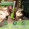 Hand gebruikt groene Venomkiller extractor op onderarm. "Eenvoudig met één hand te gebruiken. Werkt in enkele minuten."