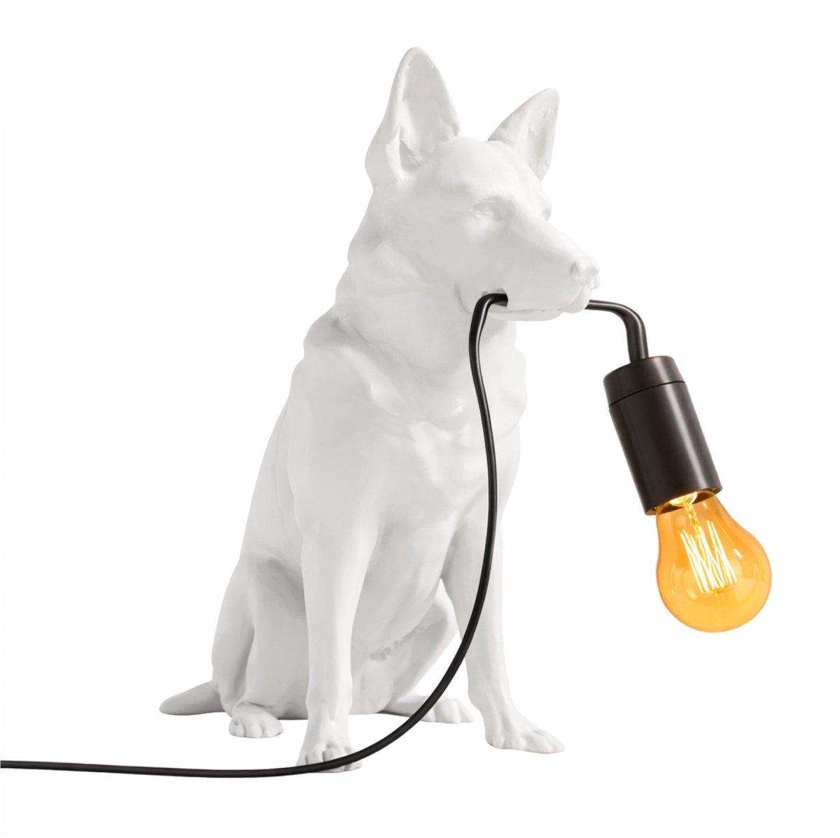 Fiastra Duitse Herder tafellamp - hondenlamp - wit - E14 - 30 x 18 x 25 cm