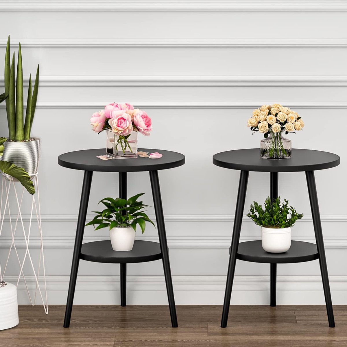 Luxe Bijzettafel – Zwart – 38x55 cm – Industrohome