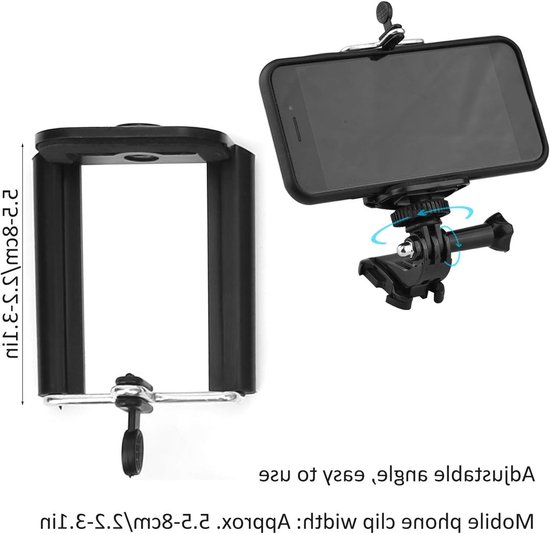 Draagbare Borstband voor Mobiele Telefoon, Universele Bevestiging met Clip voor Foto's, Stabiele en Betrouwbare Steun voor Actiefoto's en Video's — afbeelding 3