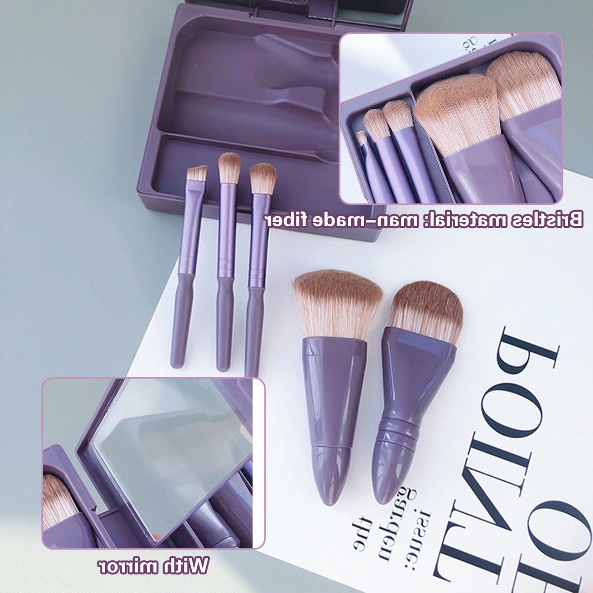Solidchoice - 5 make-upkwasten en 1 mini-beschermhoes, make-upkwastenset met spiegel, beauty-tools, draagbare make-upkwasten, reisaccessoires