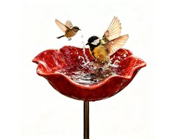 Vogeldrinkbakken - Vogelbad - Terras Vogelbad - 14*14*65cm - Hoogwaardig legeringsmateriaal - elegante bloemvorm - Tuindecoraties