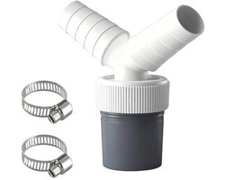 Y-stuk afvoeraansluiting voor wasmachine en vaatwasser - Dubbele aansluiting Ø 19-24 mm naar 40 mm - Wit - Eenvoudige montage met slangklemmen