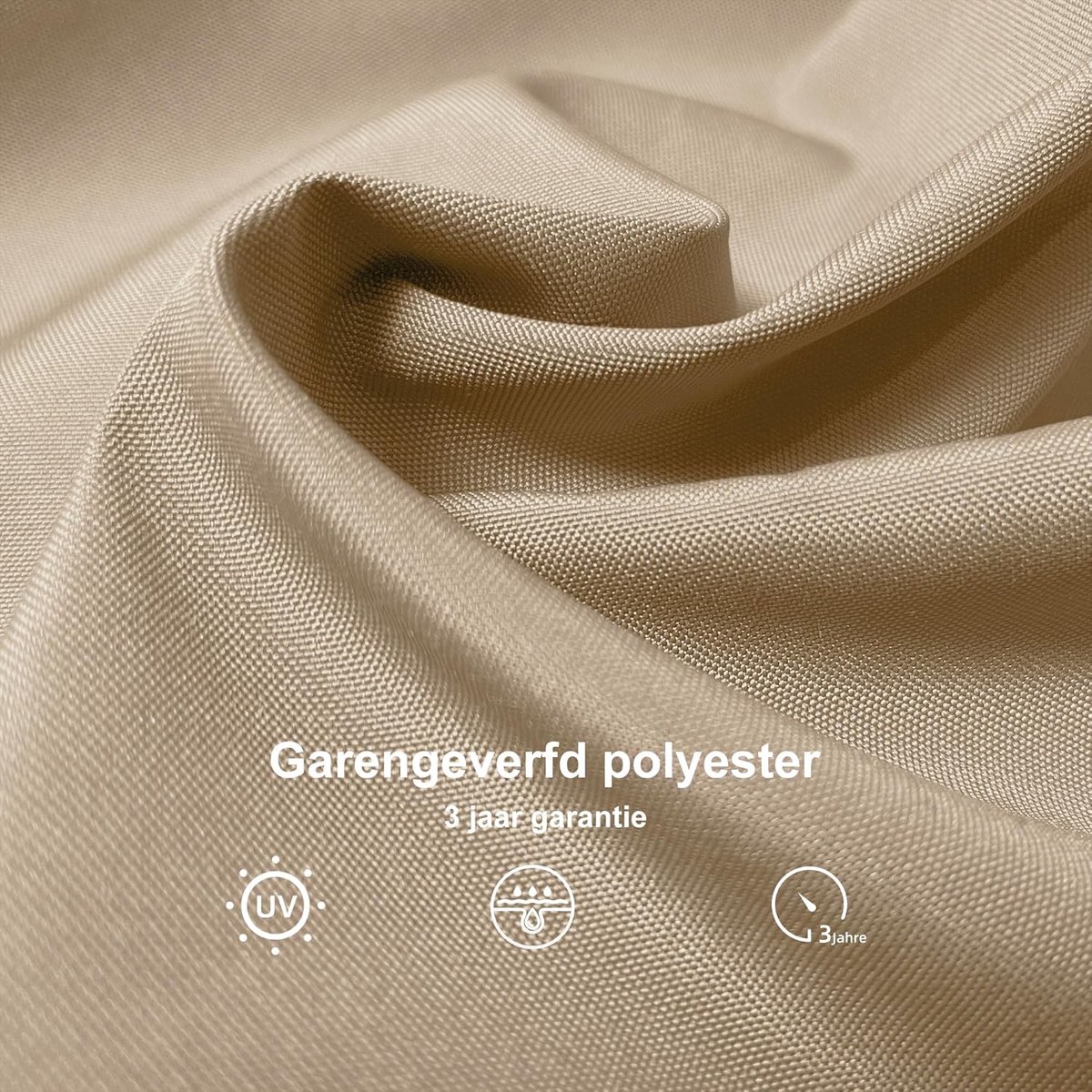 Parasol 270x350 cm Rechthoekig – Luxe Zweefparasol met 360° Rotatie, Kantelbaar & UV-bestendig Polyester – Grote Tuinparasol met Kruisvoet voor Terras & Balkon Beige – Mobili Bella