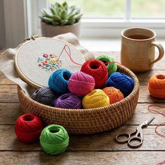 Kit de fils multicolores 16 pièces fil de coton fil à coudre fil à broder mini pelotes couleurs unies fil artisanal pour la broderie le crochet et les projets de bricolage convient pour le point de croix et les applications créatives