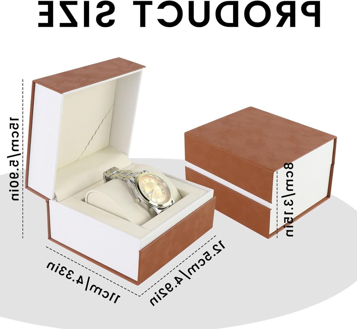 Elegante Horlogebox van PU Leer met Vierkante Flip Cover, Verwijderbare Kussen en Opbergruimte voor Reis en Tentoonstelling van 1 Horloge (Bruin)