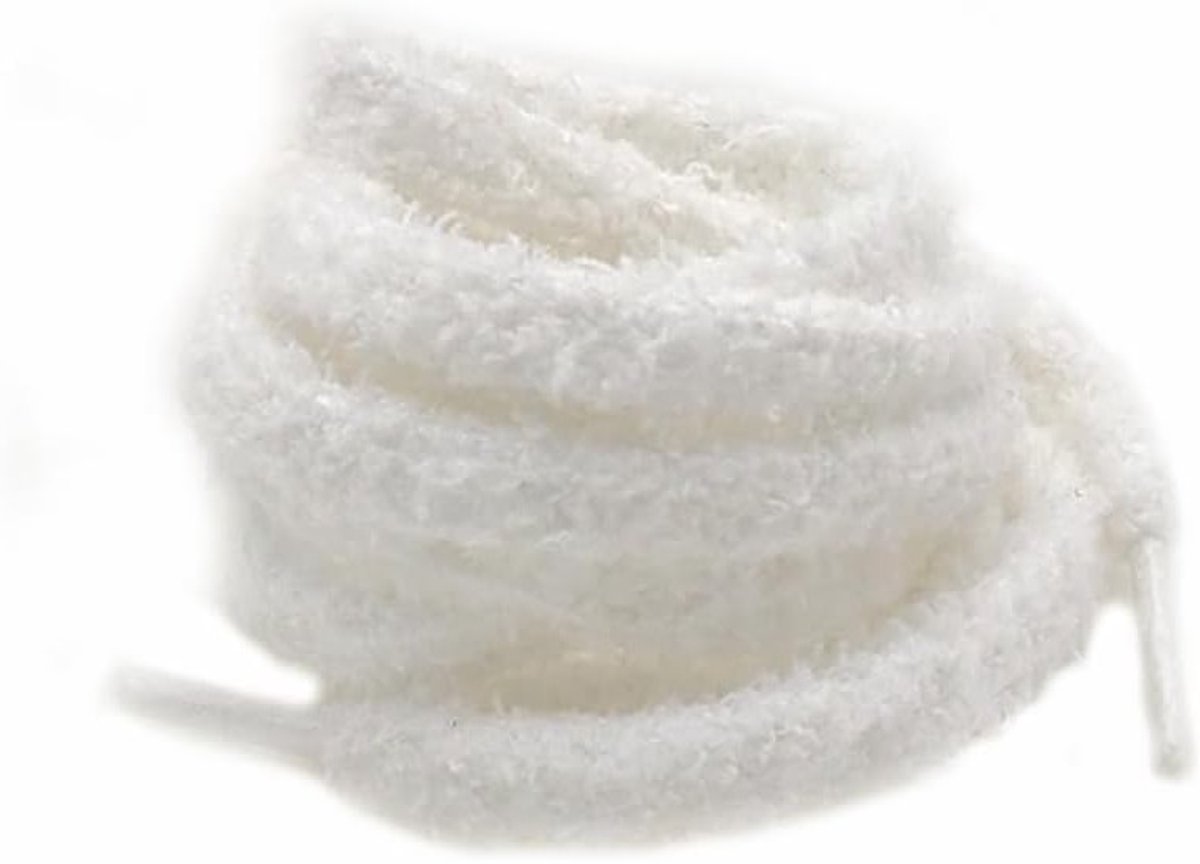 Zachte en Elastische Veters, 2 Paar, 8 mm Dikke Fuzzy Veters van 180 cm voor Sneakers en Canvas Schoenen, Ideale Vervangende Veters in Wit